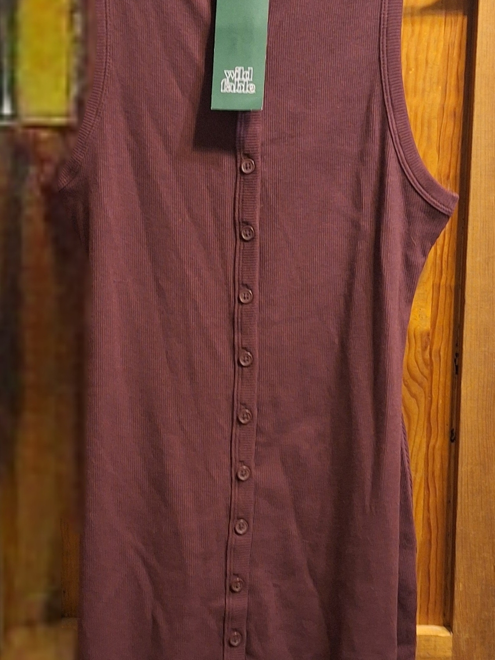 wild fable Plum Ribbed Button-Front Tank Dress